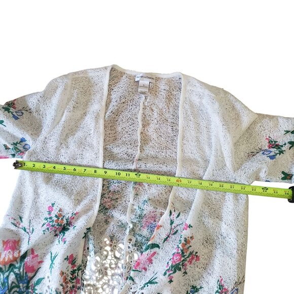 Drapers & Damons Floral Lace Asymmetrical Open Cardigan Womens‎ XL Cottagecore - Picture 5 of 7